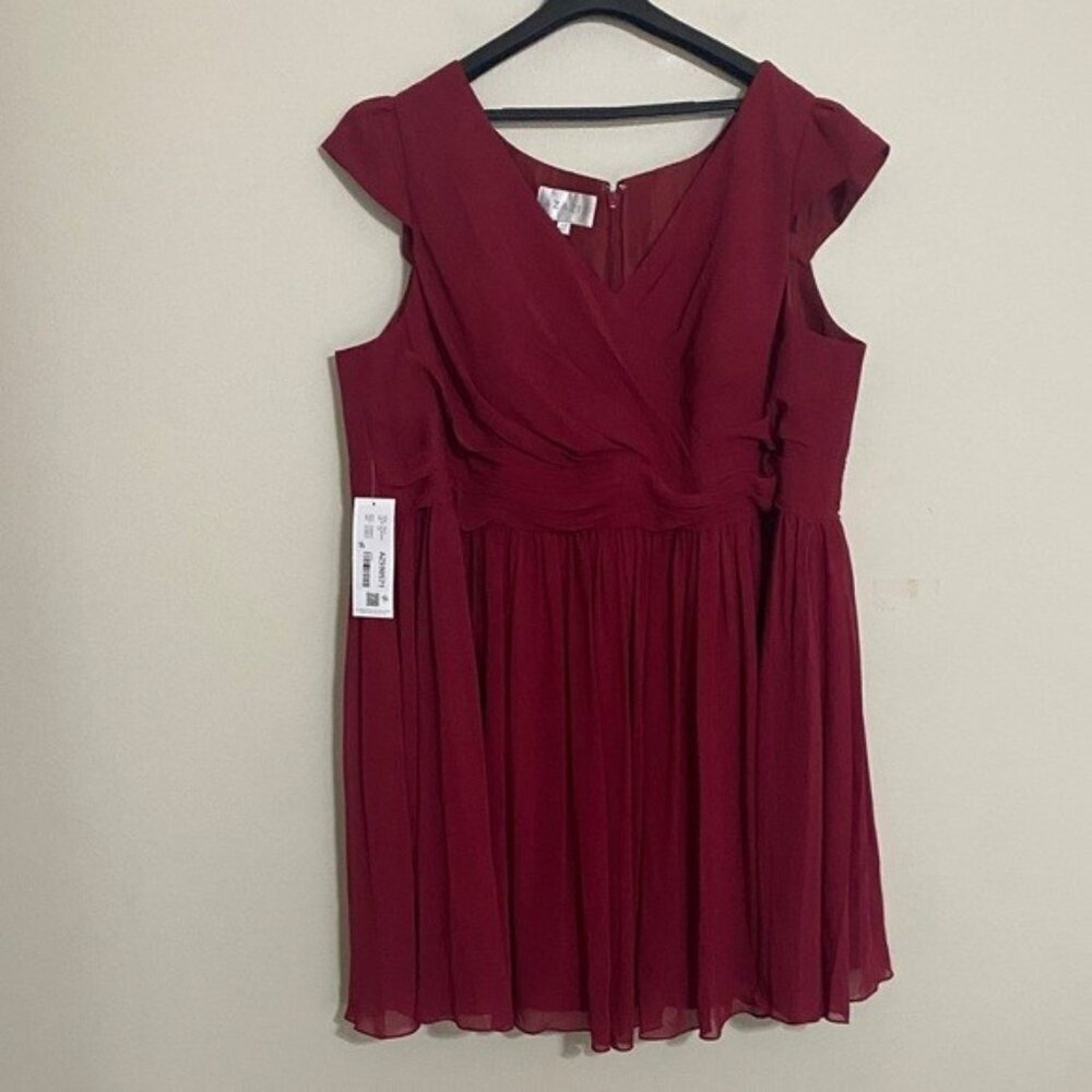 Azazie Elegant Red mini gown Dress fit and flare wedding event prom party A28